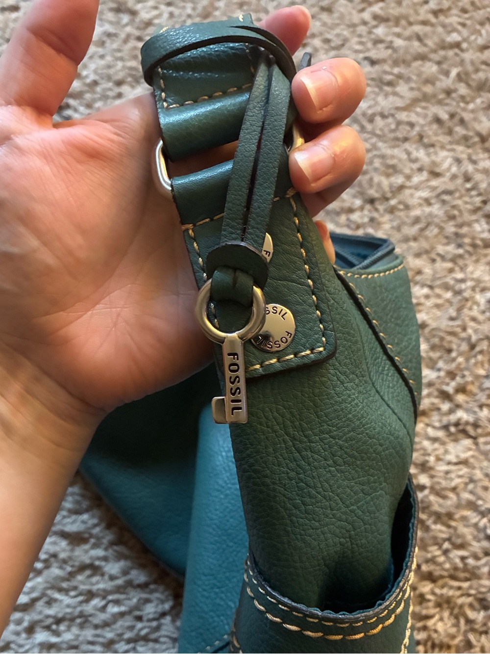 Fossil Teal Leather Shoulder Bag - Women - Picture 6 of 6
